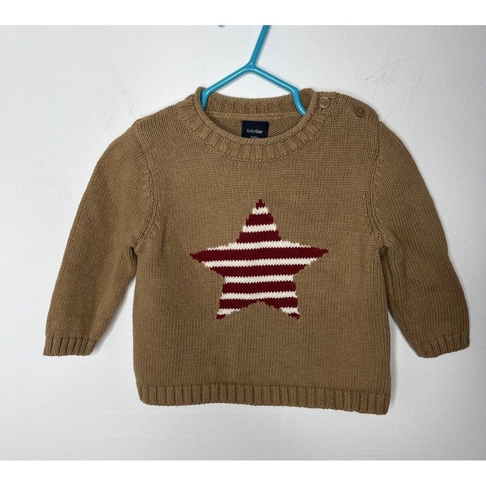 Baby Gap Totem Brown‎ Sweater With Star Size 6-12 Months